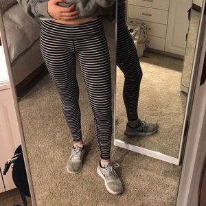Black and white striped workout pants Clearance